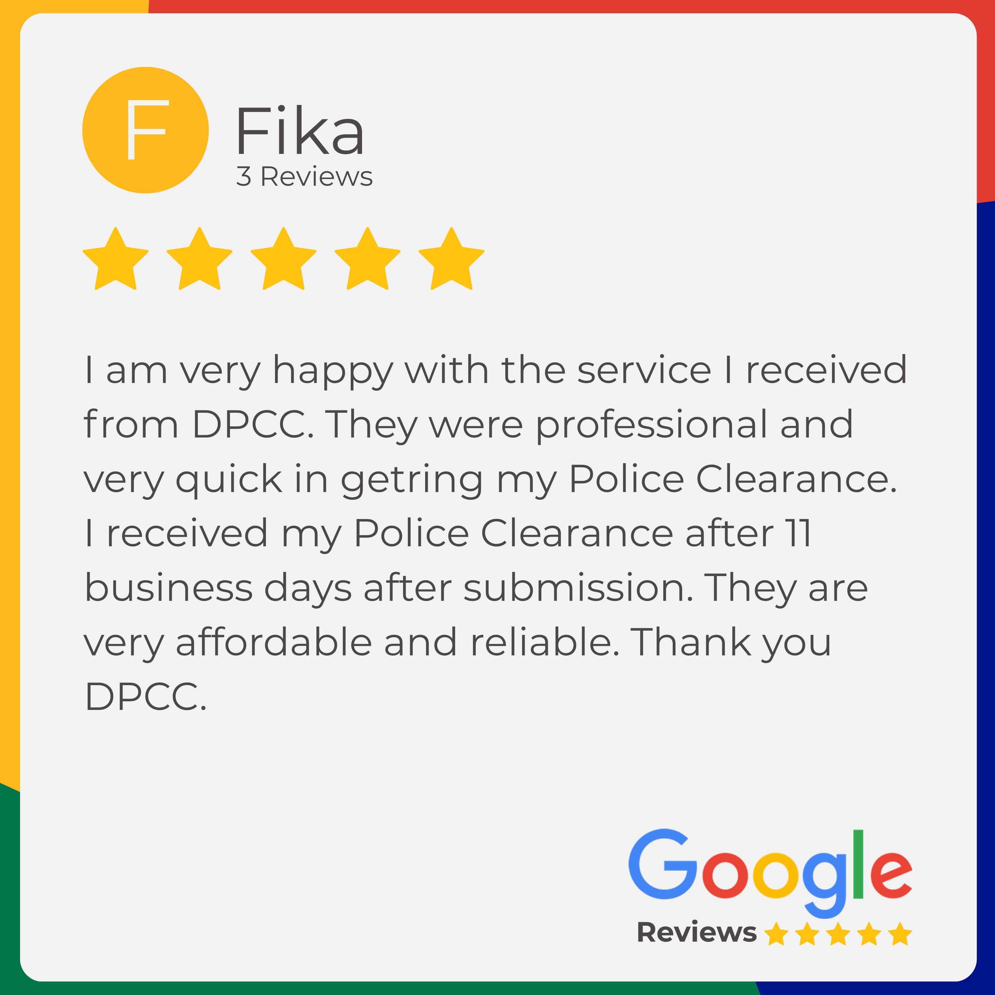DPCC Google review